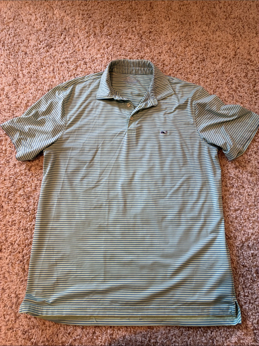 Vineyard Vines Light Green and White Striped Polo